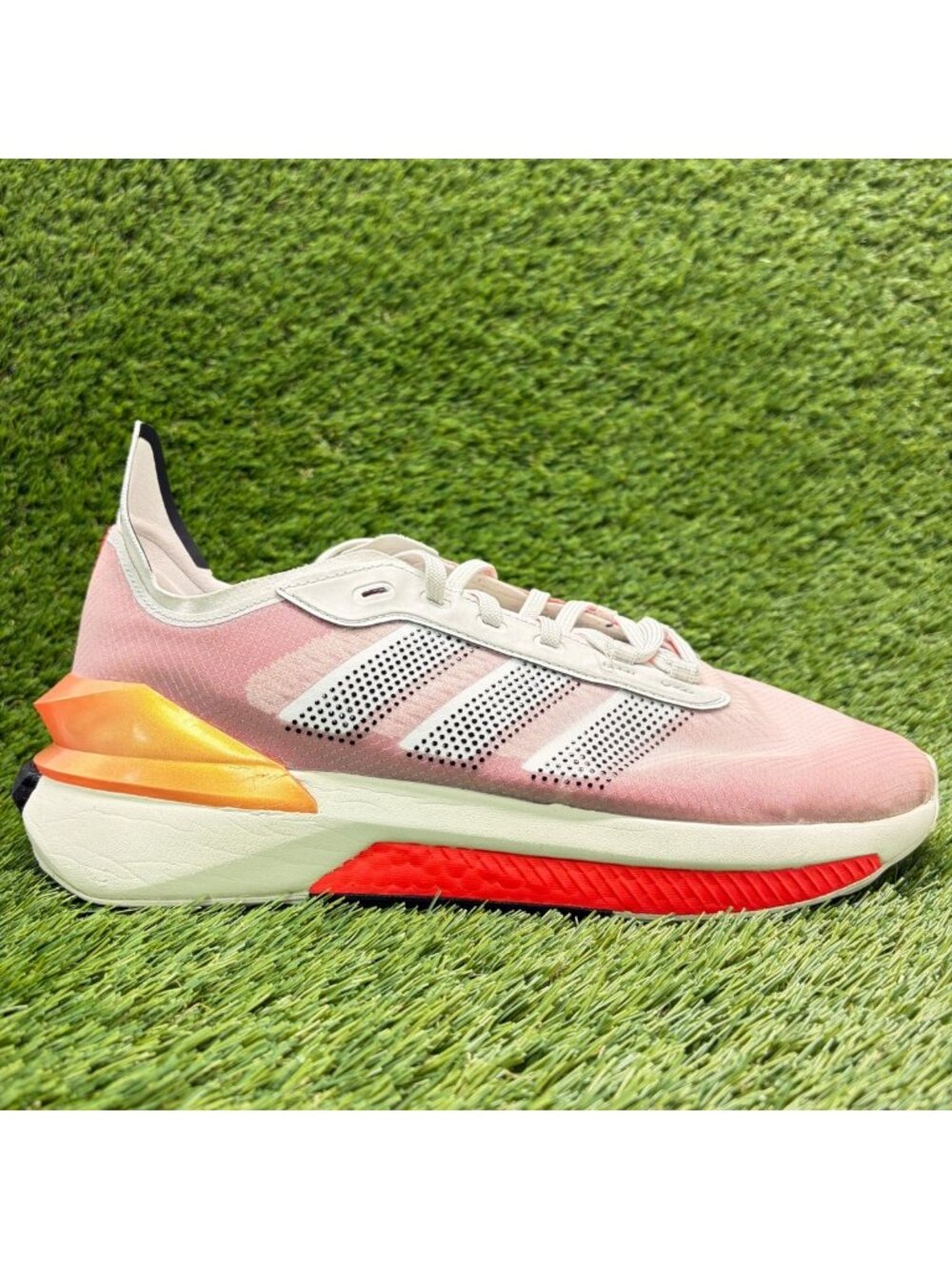 Adidas Avryn Mens Size 10 Gray Solar Red Pink Running Jogging Shoes Sneakers